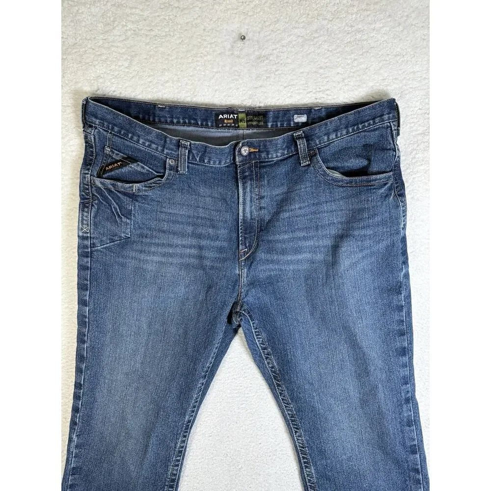 Ariat Rebar M5 Jeans Mens 44x30 Blue Straight Leg Outdoor Workwear Denim read